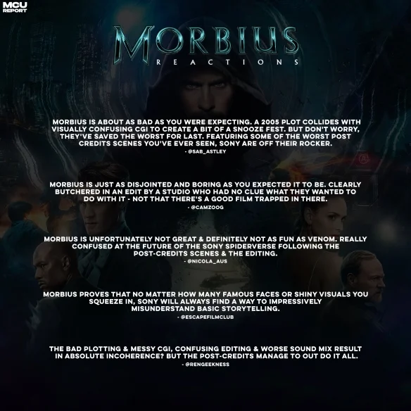 The social media word of mouth of "Morbius" has been released, and the response has not been very good